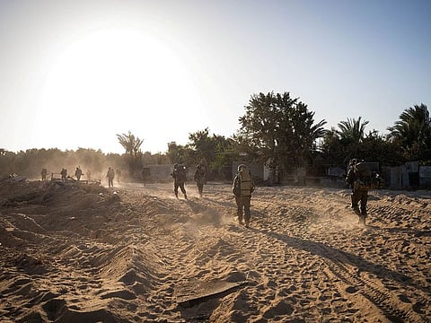 Israeli soldiers operate in the Gaza Strip.