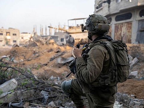 An Israeli soldier takes part in ground operations, amid the ongoing conflict between Israel and  Hamas.