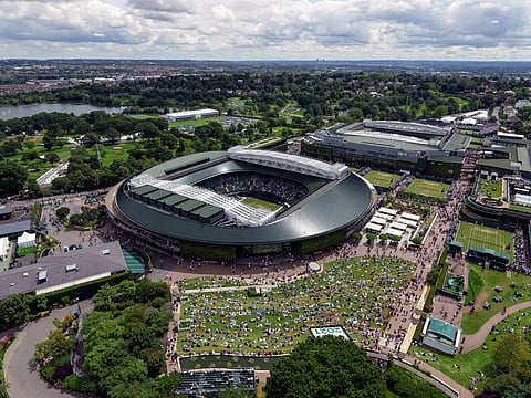 A view of the court 1 of the All England Lawn Tennis and Croquet Club in London.