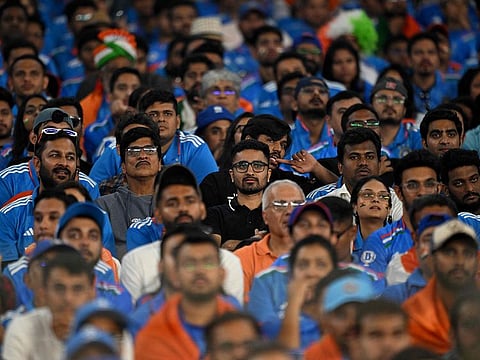 India fans at the Narendra Modi Stadium in Ahmedabad on November 19, 2023