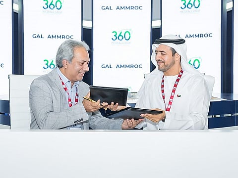 Mahmood Alhay AlHameli, CEO of Gal Ammroc and Peer Hashmi, CEO of 360-DMG sign an agreement to set up an aviation upcycling facility.