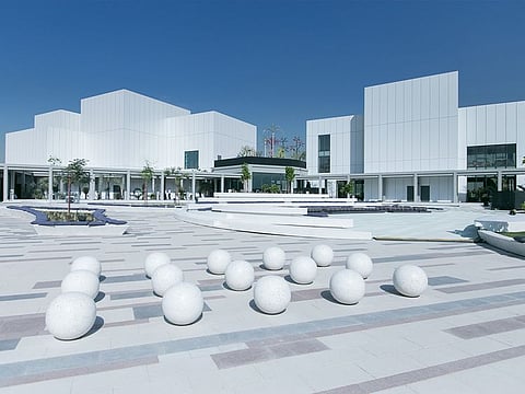 Installation view of Jaddaf Waterfront Sculpture Park at Jameel Arts Centre