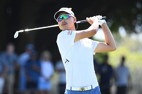 Min Woo Lee plays a shot during Round 2 of the 2023 Australian PGA Championship in Brisbane on Friday.