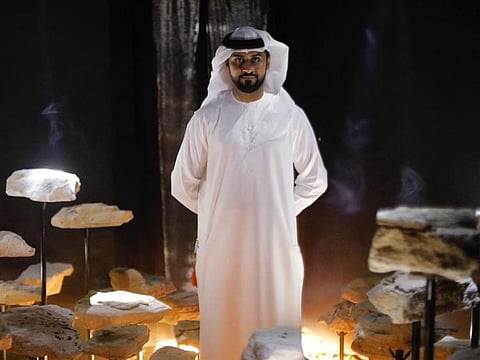 Al Kaabi inside his Rain Memories at the festival. He says the secret behind his artworks leverages what is known as 'BioArt'.