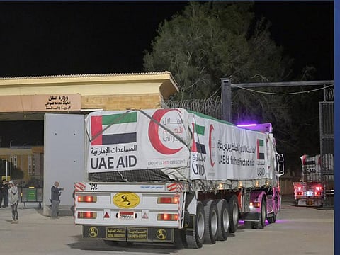 A UAE aid truck entering Gaza.