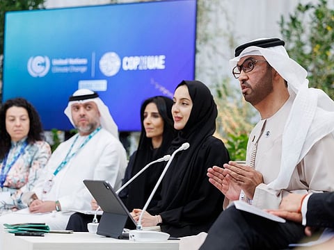 COP28 President-Designate Dr Sultan Al Jaber during press conference at Expo City Dubai on Wednesday announcing details of the mega event.