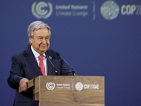 United Nations Secretary-General Antonio Guterres speaks at the World Climate Action Summit.