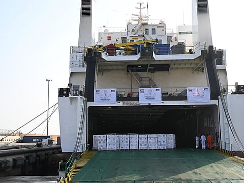 The Emirati ship is bound for the city of Al Arish in Egypt before the eventual transport of the aid into Gaza