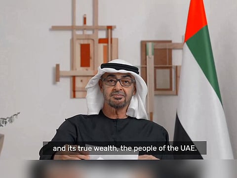 Still from Union Day video message of President His Highness Sheikh Mohamed bin Zayed Al Nahyan shared on his account on X