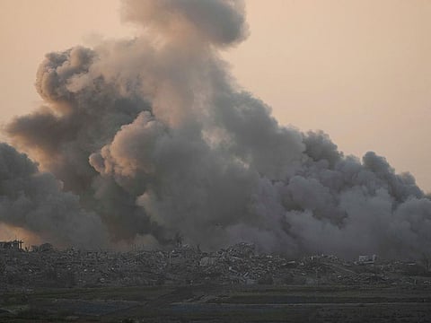 Smoke rises following an Israeli bombardment in the Gaza Strip, as seen from southern Israel.