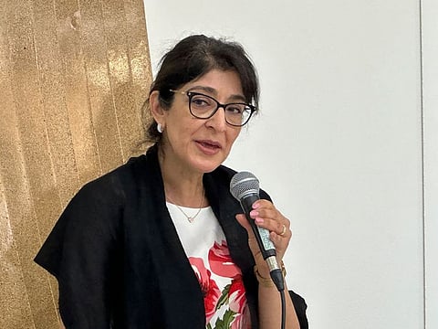 Aarti Holla-Maini, director of the United Nations Office for Outer Space Affairs (UNOOSA), speaking at the DEWA stall during COP28 at the Expo City in Dubai on December 5, 2023. Without space, we wouldn’t know there’s a climate crisis, she said.