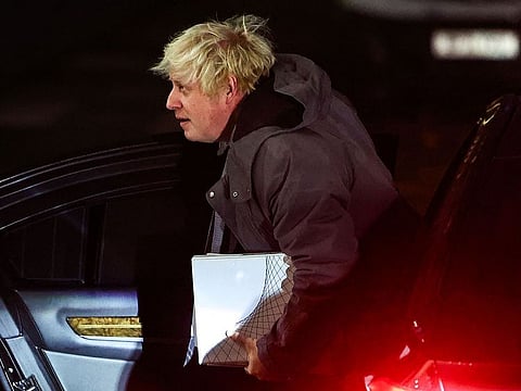 Britain's former Prime Minister Boris Johnson arrives at the UK COVID-19 Inquiry, in west London
