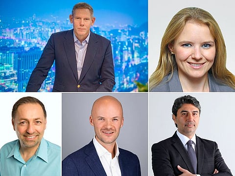 Caspar Herzberg, CEO; Lisa Wee, Head of Global Sustainability; Harpreet Gulati, Senior Vice President; Evgeny Fedotov, Senior Vice President, EMEA, and Nayef Bou Chaaya, Vice President MEA of AVEVA