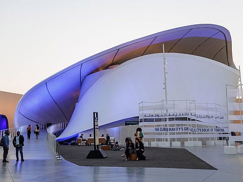 A view of a section of the Blue Zone at COP28 at Expo City Dubai