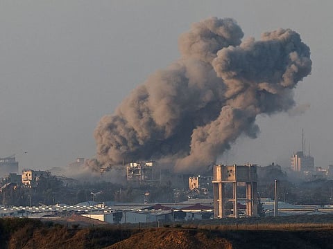 Smoke rises over Gaza, amid the ongoing conflict between Israel and the Palestinian Islamist group Hamas, as seen from southern Israel.