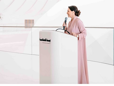 Mariam Almheiri, Minister of Climate Change and Environment speaking at the COP28 summit in Dubai