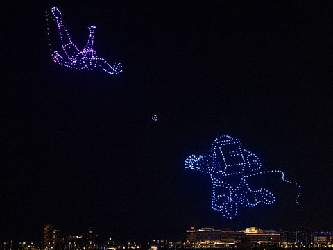 800 drones illuminate Dubai's night sky in a dazzling Dubai Shopping Festival (DSF) show from 2023.