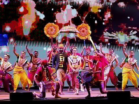 Artists performing at the show 'Koli Fishermen of Bombay: Guardians of Cultural Sustainability' at Green Stage at COP28 at Expo City Dubai