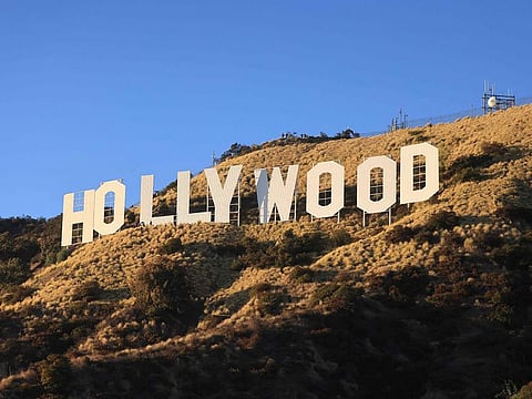 The Hollywood Sign is pictured during a ceremony marking the 100th anniversary of the first time it was lit, in Los Angeles, California.