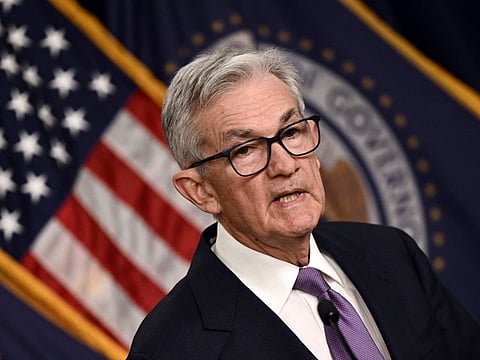 US Federal Reserve Chairman Jerome Powell holds a press conference at the end of Monetary Policy Committee meeting in Washington, DC, on December 13, 2023.