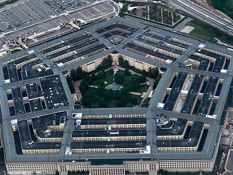 In this aerial picture the Pentagon is seen in Washington. The US Congress approved a staggering defense budget of $886 billion for 2024 on December 14, 2023, while also extending a controversial overseas electronic surveillance system widely used by US intelligence services.