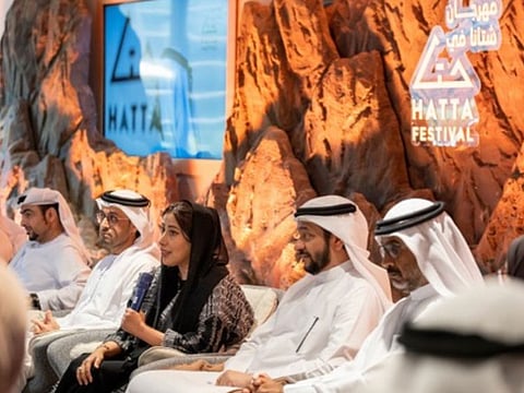 Mona Al Marri, Vice Chairperson and Managing Director of the Dubai Media Council and Director General of GDMO and other officials at a press conference in Dubai on Wednesday.