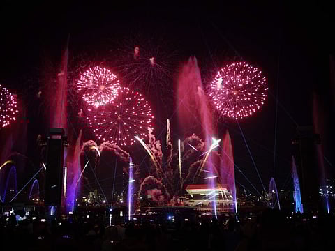 Visitors enjoy a dazzling fireworks display in celebration of the 27th edition of the Dubai Shopping Festival (DSF) on 16th December, 2021. Photo Clint Egbert/Gulf News