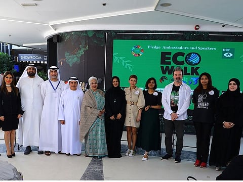 Some climate advocates during the Eco Walk event at Expo City in Dubai