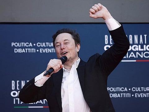 File photo: Tesla and SpaceX's CEO Elon Musk gestures, as he attends political festival Atreju organised by Italian Prime Minister Giorgia Meloni's Brothers of Italy (Fratelli d'Italia) right-wing party, in Rome, on December 16, 2023.