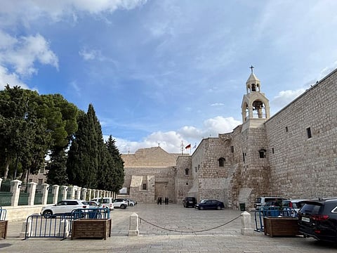 An almost empty compound of the Church of Nativity in Bethlehem ahead of Christmas.