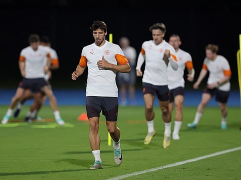 Manchester City's Ruben Dias during training at Jeddah, Saudi Arabia on Monday.