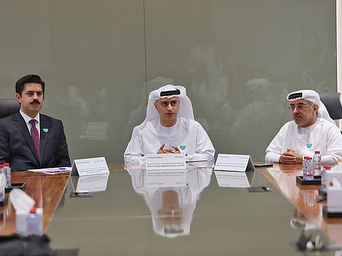 From left: Dr Tashfeen Siddiq Ali, chief medical officer and consultant emergency medicine at King’s College Hospital, Dubai, Dr Marwan Al Mulla, CEO of Health Regulation Sector at DHA and Dr Ali Al Obaidi, chairman of the UAE National Transplant Committee during the press conference to announce the first successful liver transplant in Dubai on Wednesday.