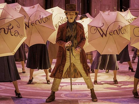 Timothee Chalamet as Wonka.