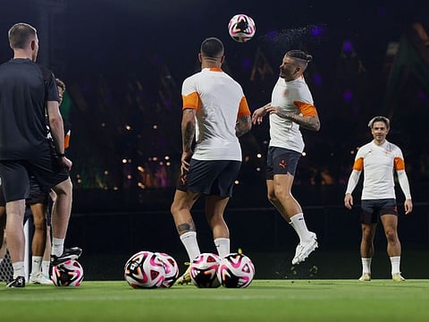 Manchester City's Kalvin Phillips during a training session in Jeddah, Saudi Arabia.