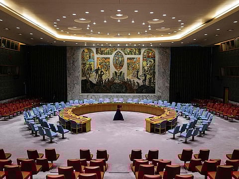The Security Council Chamber is pictured at UN headquarters in New York City