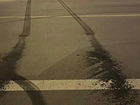 Police said the road was damaged during the reckless driving