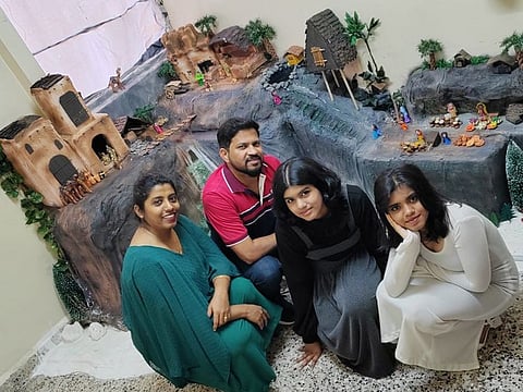 Owin Cardin and wife Ruby Cardin with their daughters Ofira and Kiara in front of their most expansive crib yet