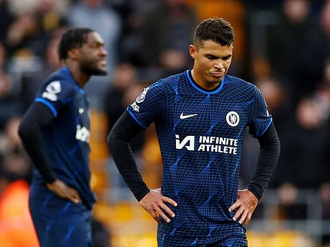 Chelsea's Thiago Silva looks dejected after the match against Wolverhampton Wanderers on December 24.