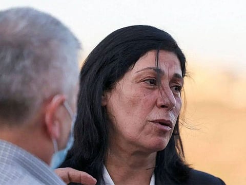 Palestinians senior leader and lawmaker Khalida Jarrar in Ramallah city in the West Bank.
