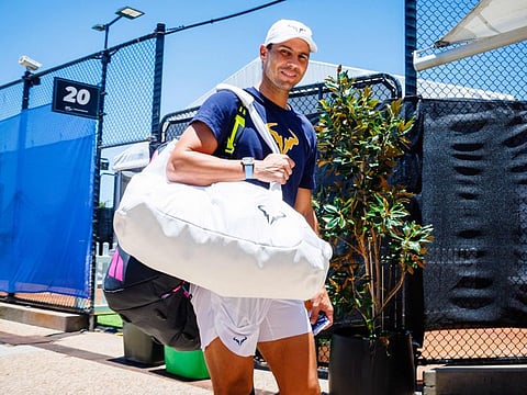 Spain's Rafael Nadal arrives for a training session ahead of the Brisbane International tournament on Thursday.