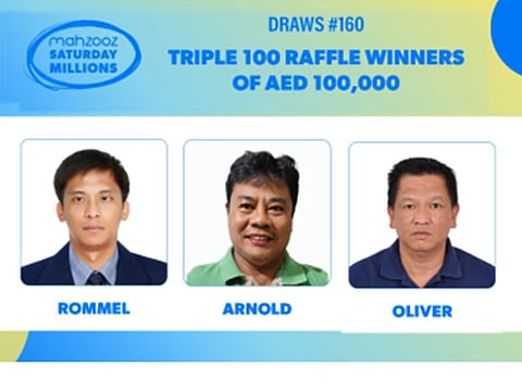 Triple triumph for 3 Filipinos who won Dh300,000 in Mahzooz’s 160th draws