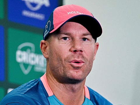 Australia's David Warner speaks during a press conference ahead of the third Test against Pakistan in Sydney.