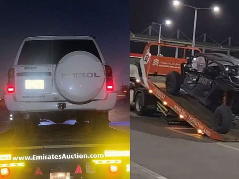 The car and quad bike that were impounded by Dubai Police.