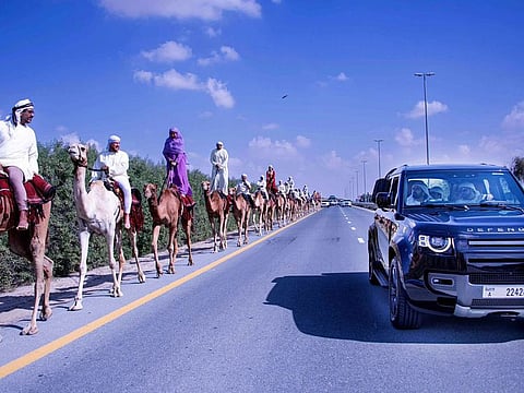 Sheikh Mohammed Bin Rashid Al Maktoum on Sunday met a caravan of 37 camel trekkers from 16 countries in Dubai.