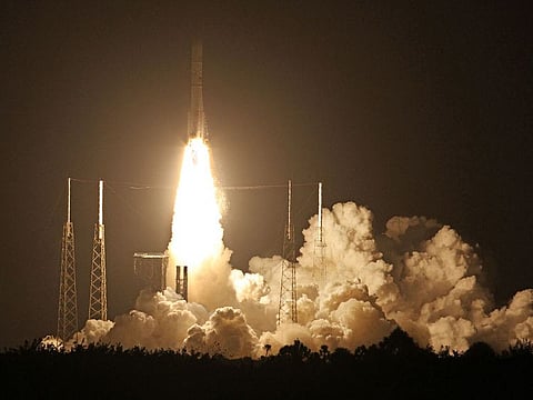 The brand new rocket, United Launch Alliance's (ULA) Vulcan Centaur, lifts off from Space Launch Complex 41d at Cape Canaveral Space Force Station in Cape Canaveral, Florida, on January 8, 2024, for its maiden voyage, carrying Astrobotic's Peregrine Lunar Lander.