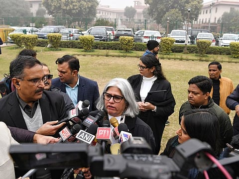 Lawyer Vrinda Grover speaks to the media after the Supreme Court cancelled the early release of 11 convicts in Bilkis Bano case.