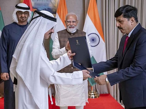 The MoU signing took place in the presence of UAE President His Highness Sheikh Mohamed bin Zayed Al Nahyan and Narendra Modi, Prime Minister of India.