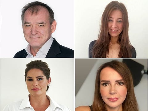 Clockwise from top left Richard Everest, Niki, Alex and Linda, British expats in the UAE