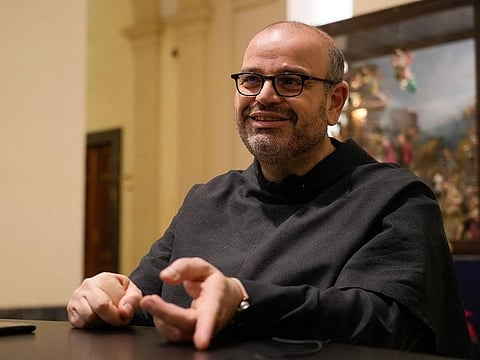 Head of the Italian committee on Artificial Intelligence (AI), Franciscan Friar Paolo Benanti who is also a consultant for The Vatican and discusses AI with Pope Francis is interviewed by the Associated Press in Rome.