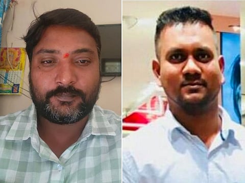 Emirates Draw winners Moshin Khan (right) and Rajavarapu Kumar hit Dh75,000 each in FAST5 and EASY6 games over the weekend.